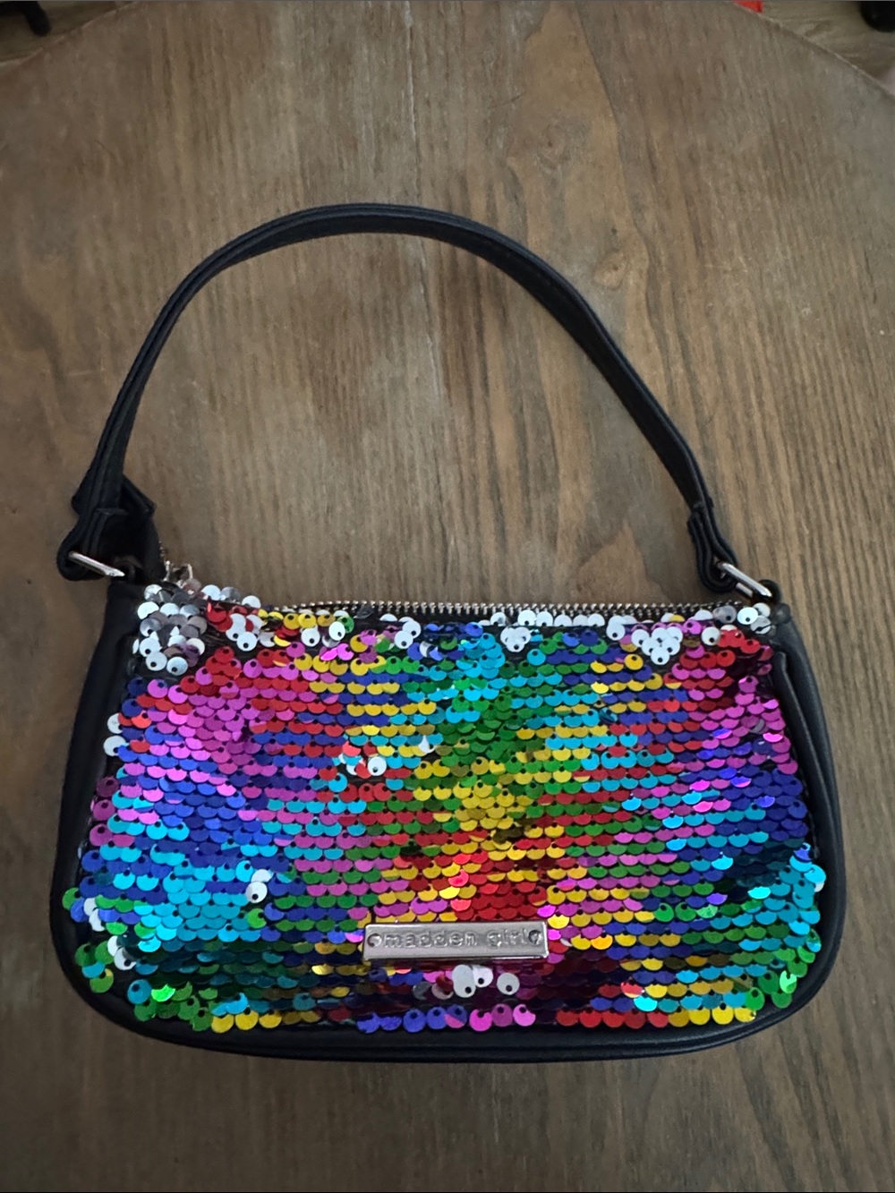 Madden Girl Rainbow Sequin Shoulder Bag - Black Strap